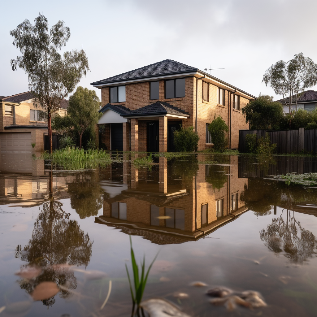 suburb house lightly flooded