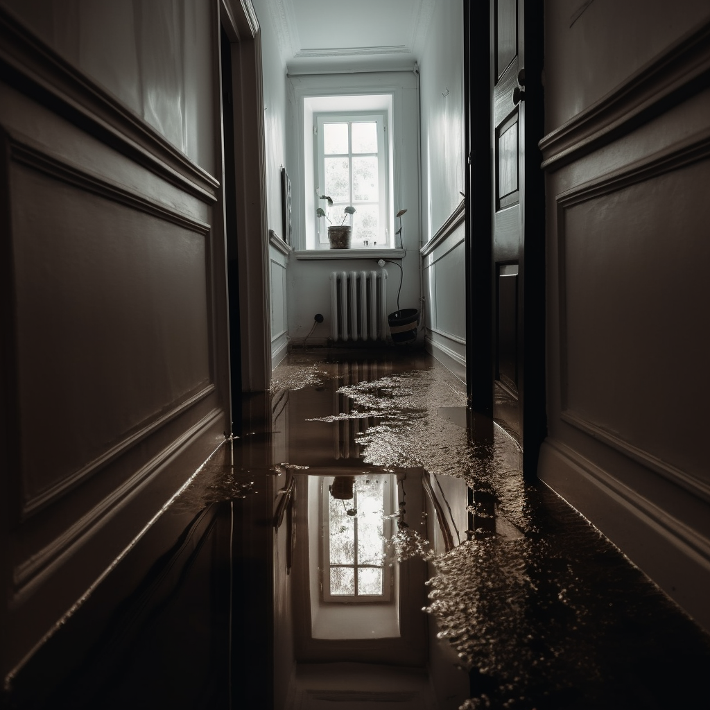 water puddle on house floor hallway